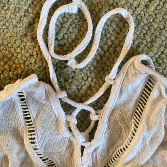Calzedonia Cobey I White Romper I Lace-Up + Pom Pom Fringe - Picture 9 of 16
